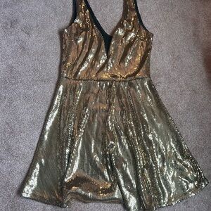 Gold Sequin Skater Dress